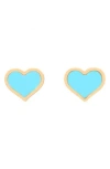 House Of Frosted Heart Stud Earrings In Gold/turquoise