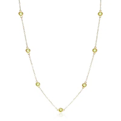 House Of Frosted Multistone Station Necklace In Gold/peridot