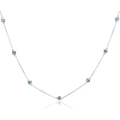 House Of Frosted Multistone Station Necklace In Silver/blue Topaz