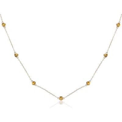 House Of Frosted Multistone Station Necklace In Silver/citrine