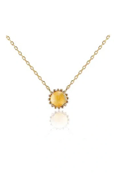 House Of Frosted Stone Floral Necklace In Gold/citrine