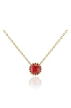 House Of Frosted Stone Floral Necklace In Gold/garnet