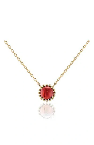House Of Frosted Stone Floral Necklace In Red