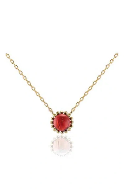 House Of Frosted Stone Floral Necklace In Gold/garnet