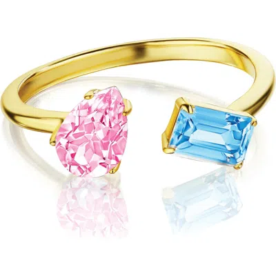 House Of Frosted Topaz Meeting Ring In Gold/blue Topaz
