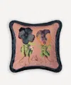 House Of Hackney Amatoria Pansies Medium Cotton Velvet Fringed Cushion