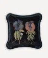 House Of Hackney Amatoria Pansies Medium Cotton Velvet Fringed Cushion