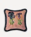 House Of Hackney Amatoria Pansies Medium Cotton Velvet Fringed Cushion