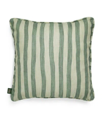 House Of Hackney Cotton-linen Artist's Stripe Cushion In Green