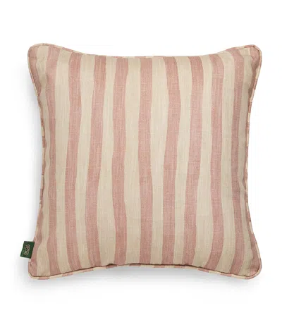 House Of Hackney Cotton-linen Artist's Stripe Cushion In Pink