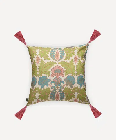 House Of Hackney Emania Large Cotton-linen Tassel Cushion In Tourmaline