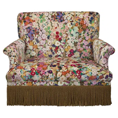Pre-owned House Of Hackney Hollyhocks Velvet Loveseat - Spring In Brown