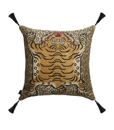 House Of Hackney Jacquard Wild Saber Tassel Cushion In Brown