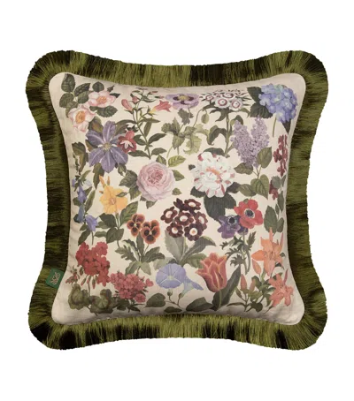 House Of Hackney Linen-blend Floralia Cushion In Ecru