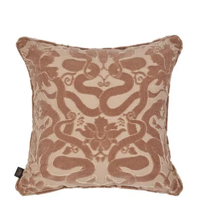 House Of Hackney Medium Cut-velvet Anaconda Cushion In Pink