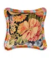 House Of Hackney Medium Velvet Amatoria Fringed Cushion In Black