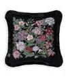 House Of Hackney Velvet Floralia Cushion In Noir