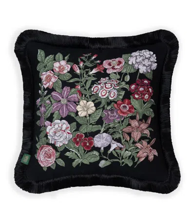 House Of Hackney Velvet Floralia Cushion In Noir