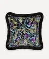 House Of Hackney Zennor Medium Cotton-velvet Fringed Cushion In Multi-coloured