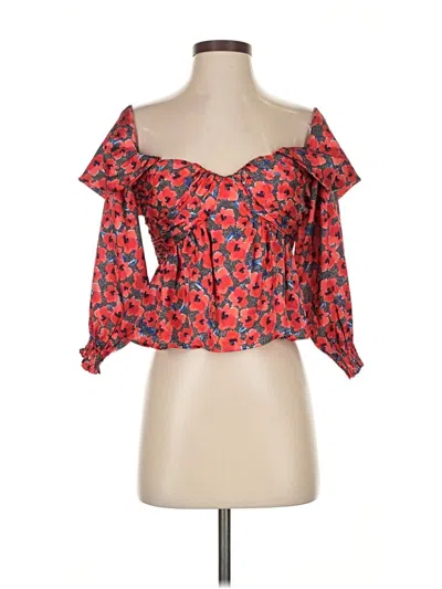 Pre-owned House Of Harlow 1960 3/4 Sleeve Blouse In Red