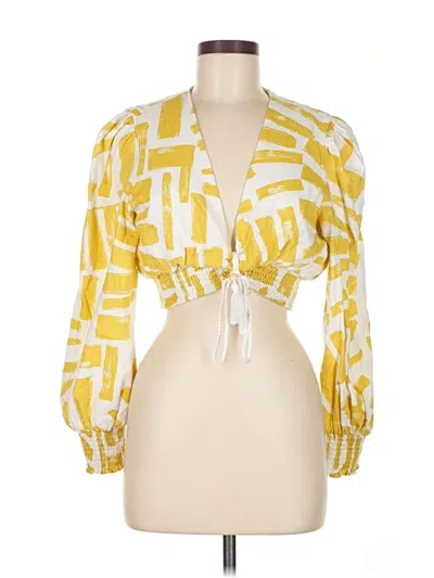Pre-owned House Of Harlow 1960 3/4 Sleeve Blouse In Yellow