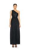 House Of Harlow 1960 Claire Pleated Gown In Black