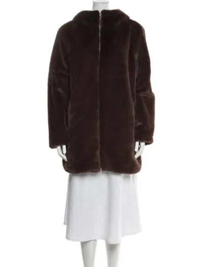 Pre-owned House Of Harlow 1960 Faux Fur Jacket In Brown