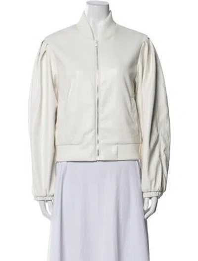 Pre-owned House Of Harlow 1960 Faux Leather Bomber Jacket In Neutral