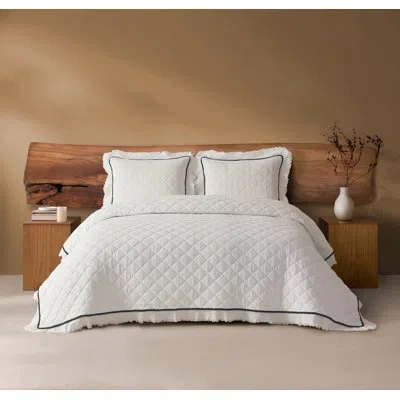 House Of Harlow 1960 Freya 3 Piece Reversible Cotton Ruffled Comforter Set In Black