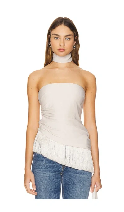 House Of Harlow 1960 Hera Fringe Top In 라이트 베이지