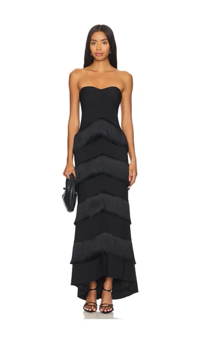 House Of Harlow 1960 Hera Fringe Maxi Dress In 블랙