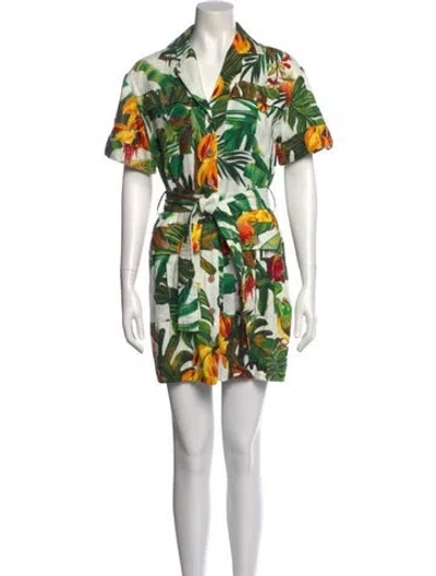 Pre-owned House Of Harlow 1960 Linen Mini Dress W/ Tags In Green