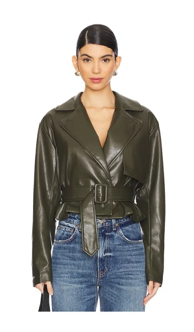 House Of Harlow 1960 Liv Faux Leather Jacket In 올리브 그린