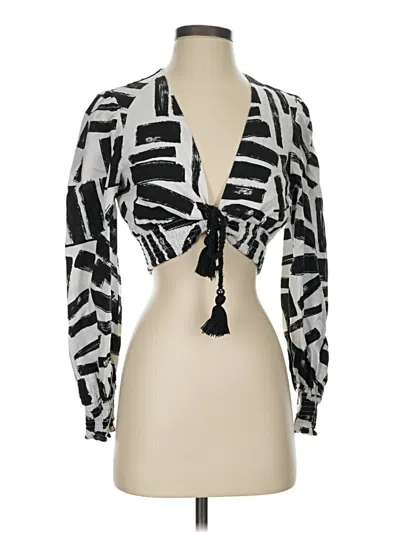 Pre-owned House Of Harlow 1960 Long Sleeve Blouse In Silver