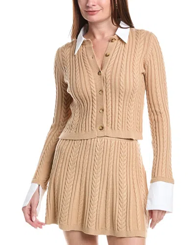 House Of Harlow 1960 Maeve Cable Knit Cardigan In Brown