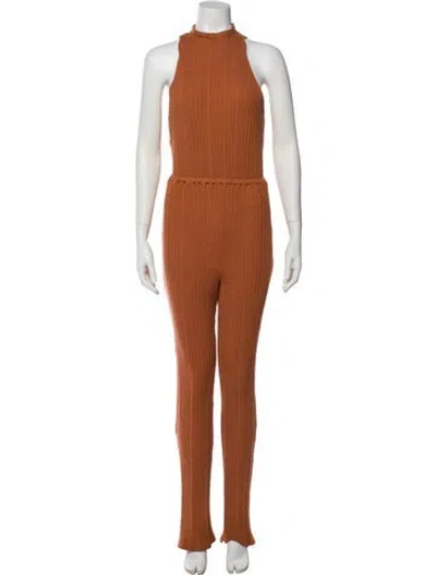 Pre-owned House Of Harlow 1960 Mock Neck Jumpsuit In Orange