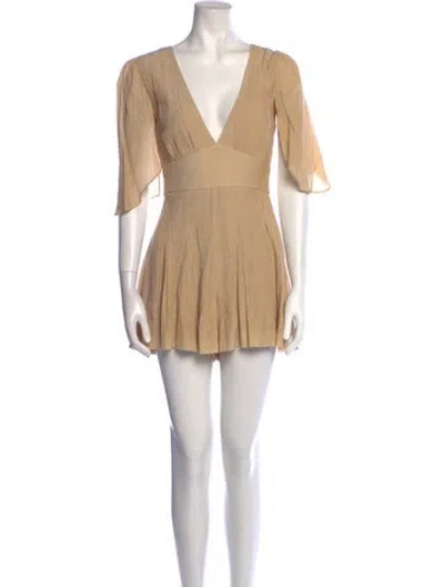 Pre-owned House Of Harlow 1960 Plunge Neckline Romper In Brown