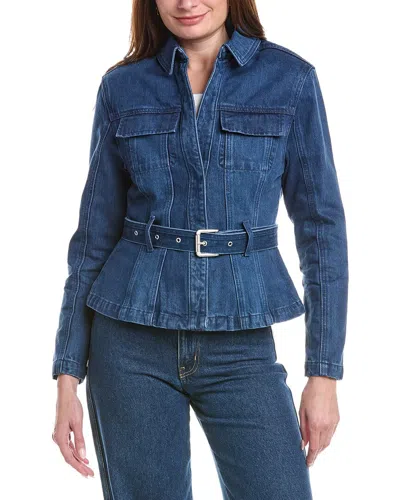 House Of Harlow 1960 Rev Padded Shoulder Denim Jacket In Purple