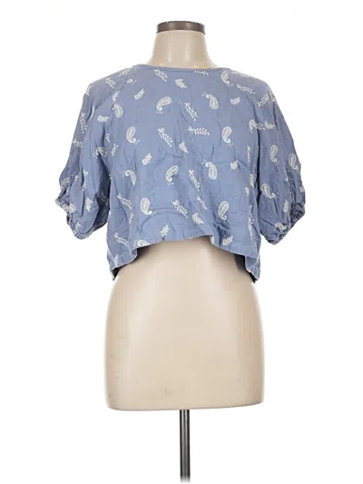 Pre-owned House Of Harlow 1960 Short Sleeve Blouse In Blue