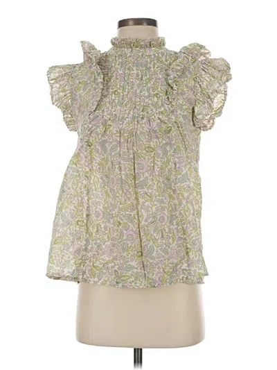 Pre-owned House Of Harlow 1960 Short Sleeve Blouse In Green