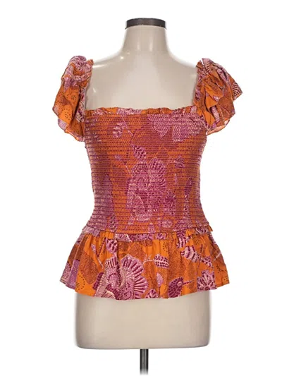 Pre-owned House Of Harlow 1960 Short Sleeve Blouse In Orange