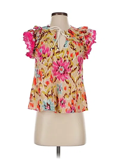 Pre-owned House Of Harlow 1960 Short Sleeve Blouse In Pink