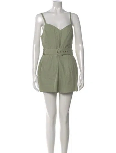 Pre-owned House Of Harlow 1960 Square Neckline Romper In Green