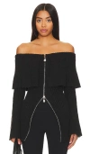House Of Harlow 1960 Akari Off Shoulder Sweater In Black