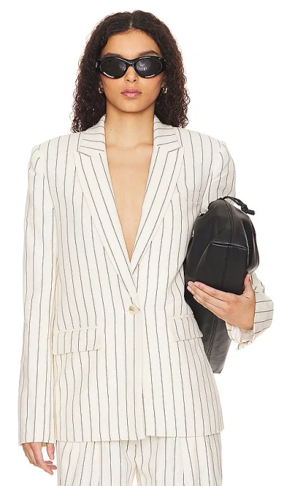 House Of Harlow 1960 X Revolve Celia Oversized Blazer In Cream & Indigo