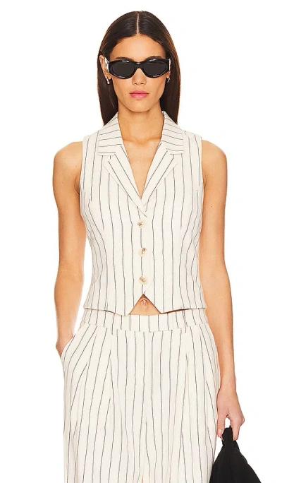 House Of Harlow 1960 X Revolve Celia Waistcoat Top In Cream & Indigo