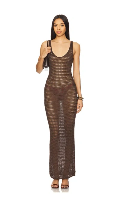 House Of Harlow 1960 X Revolve Emilee Maxi Knit Dress In 巧克力棕色