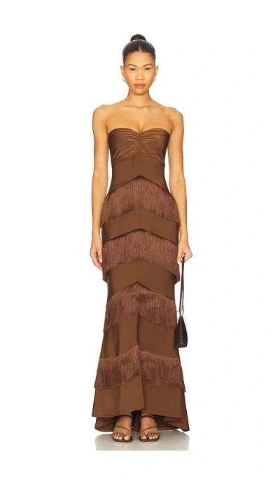 House Of Harlow 1960 X Revolve Hera Fringe Maxi Dress In Brown