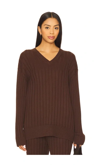 House Of Harlow 1960 X Revolve Irvina Ribbed V Neck In Burgundy