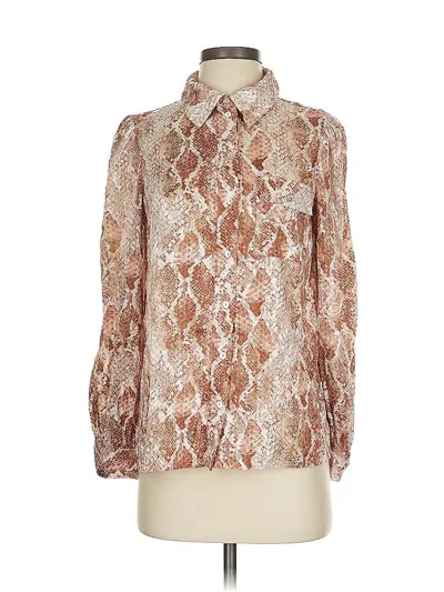 Pre-owned House Of Harlow 1960 X Revolve Long Sleeve Blouse In Brown